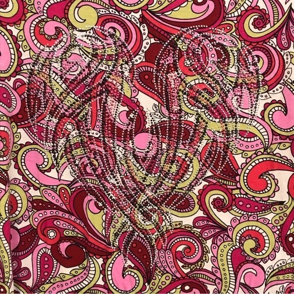 V Christina Long Sleeve Paisley Embellished Ruffled Top Size MEDIUM - Picture 6 of 10